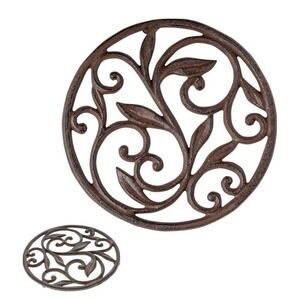 Comfify Decorative Cast Iron Trivet, Rust Brown, 7.7"